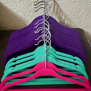 Velvet Non-Slip Hangers in Purple, Teal & Pink - Set